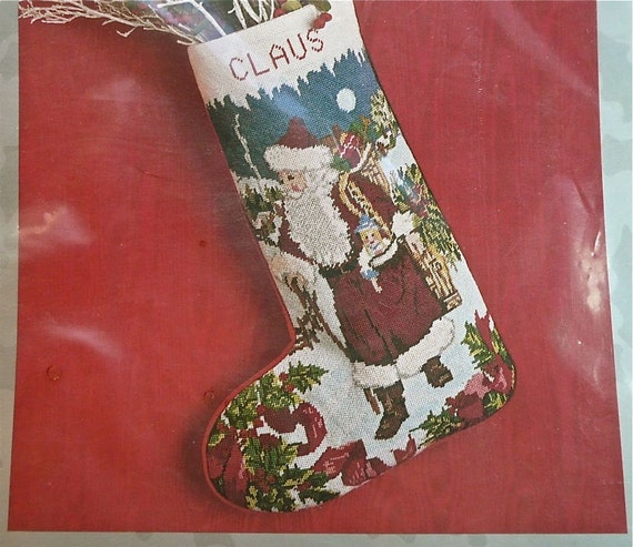 Needlepoint Christmas Stocking Kit for Antique Santa by Fragolina