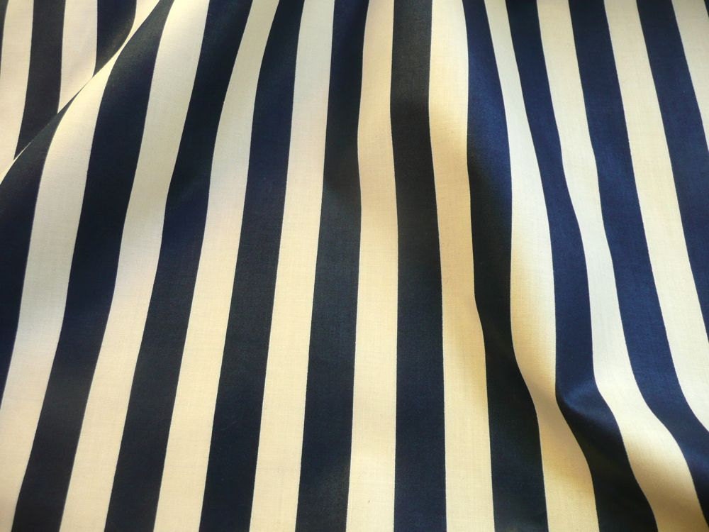 Navy and Cream Striped Polished Cotton Fabric
