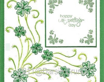 Luck of the Irish St. Patrick's Day Paper Embroidery Pattern for Greeting Cards
