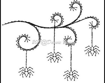 Halloween Spiders Embroidery Pattern for Greeting Cards