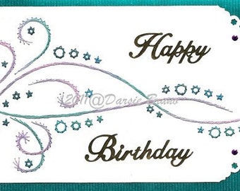 Dots and Swirls Embroidery Pattern for Greeting Cards