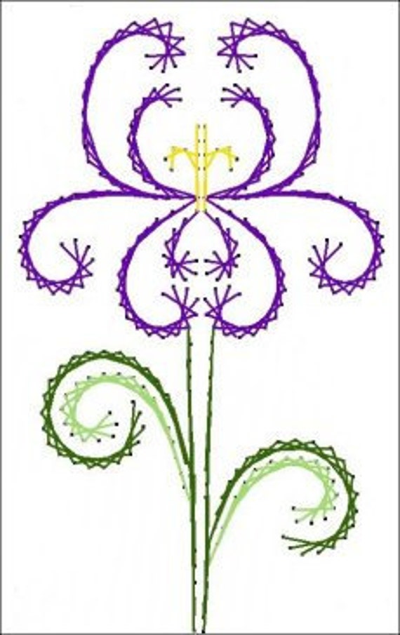 Deco Iris Flower Floral Paper Embroidery Pattern for Greeting