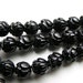 Carved Black Onyx Lotus Beads 16
