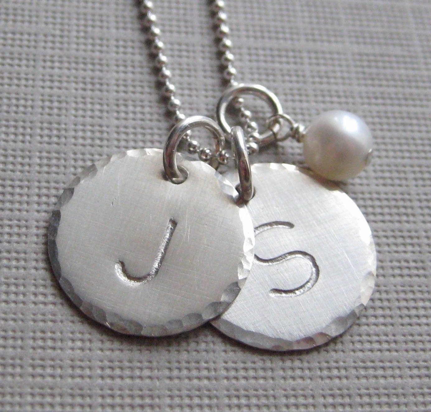 Hand stamped personalized sterling silver Keepsake necklace