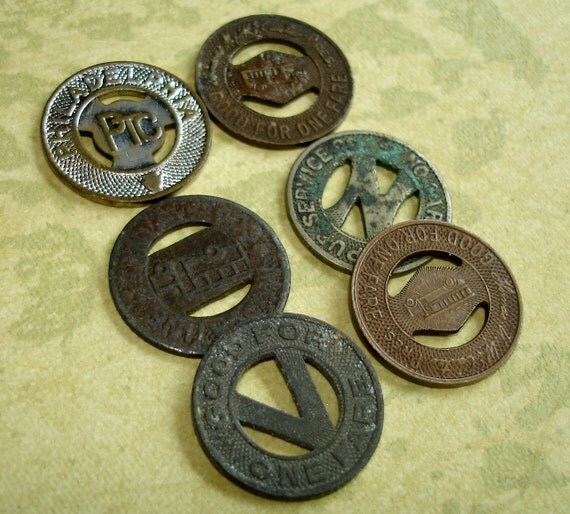 6 Antique Train Tokens by BigDaddyO on Etsy