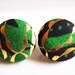 Monarch. Green fabric button earrings (medium)