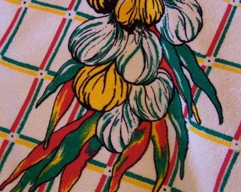 two garlic and pepper terrycloth kitchen towels