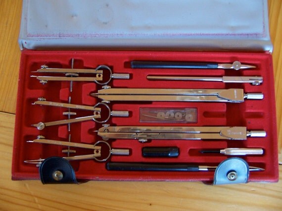 vintage charvoz drafting instrument set