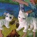 momma and baby kitty figurines