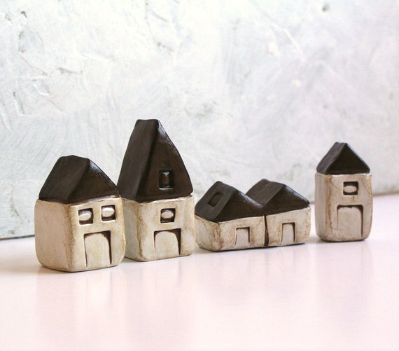 Handmade decorative polymer clay houses ... 4 Word Houses ...