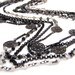 Gemstone Strand Necklace, Multi Strand, Black Garnet, Mystic Quartz, Five Strand, White, Gray, Black, Vintage Style