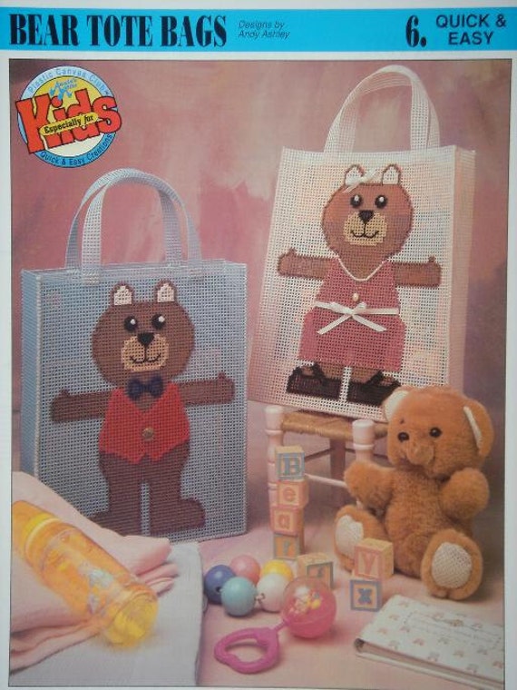 Bear Tote Bag Plastic Canvas Pattern with Free Shipping