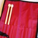 Knitting Needle Case Red Canvas Stores Up to 5 Pairs of Straight Needles