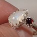 Sterling Silver Natural Rainbow Moonstone with a Bullet Garnet Ring