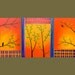 Huge Orignal Oil Painting Landscape Tree Branches Bird "The Sun is Setting" by QIQIGALLERY