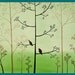 Large Original Modern Abstract Landscape Painting "Woodland Birds" by qiqigallery 30x24x0.8