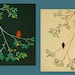 Original Modern Abstract Acrylic Painting Love Birds Tree Branches "The Lovely Couple 2" by QIQIGALLERY