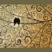 Original Modern Impasto Palette Knife Painting Landscape Tree Branches Birds Wall Decor "The Wedding Day III"