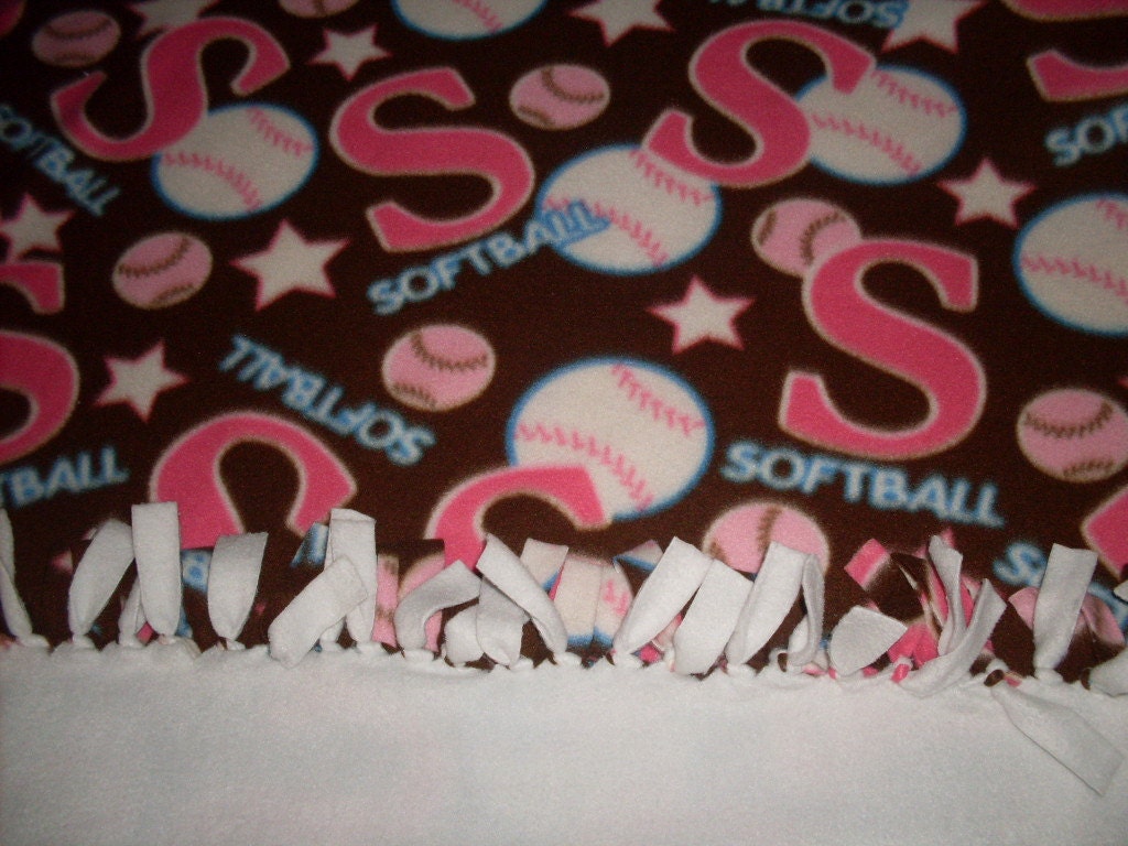 The Game is Softball Tied Fleece Blanket