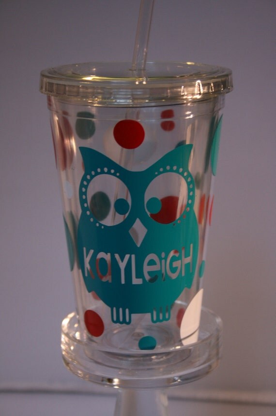 Adorable Insulated Owl Tumbler with Lid and by gingerleighmade