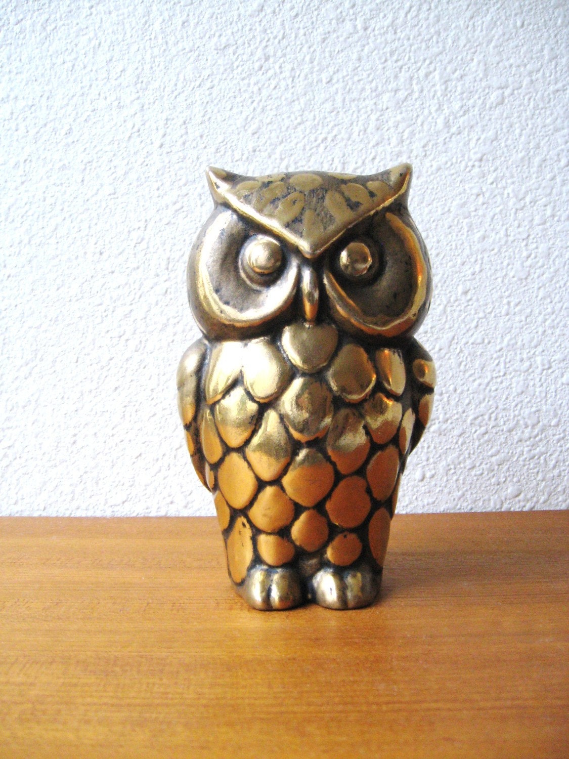 60s Mid Century GOLDEN OWL Statue by fabulousmess on Etsy