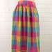 Vintage Summer Skirt, Retro 70's, Size 10, Plaid, Bright Colors