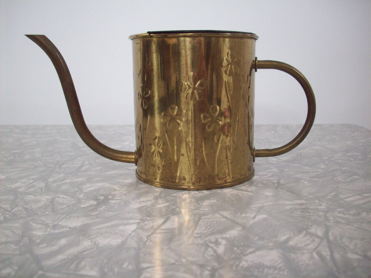 Vintage Brass Watering Can or Small Plant Container 1986