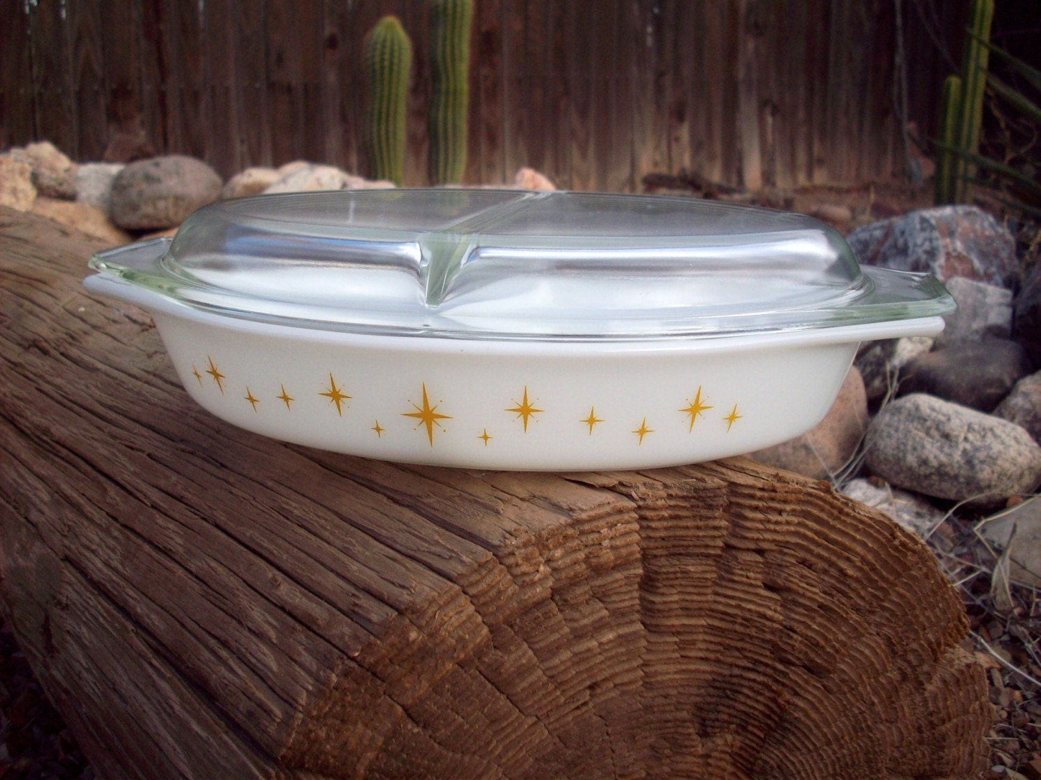 Pyrex Divided Casserole Dish Constellation Pattern