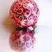 Red and White Christmas Ornament Hand Painted Glass Ornament
