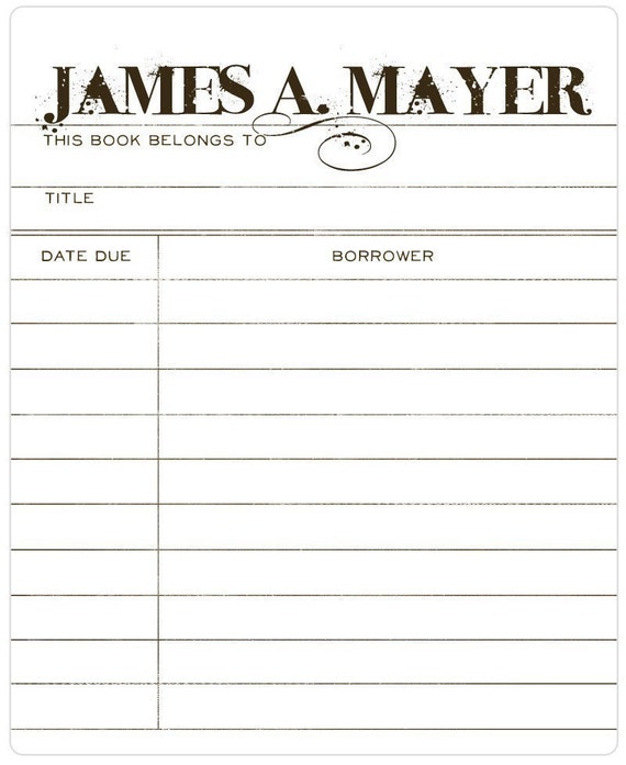 Library Card Book Tag Label by Bohtieque on Etsy