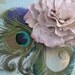 Lavender purple fantasy peony flower peacock feather hair clip fascinator