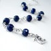 Sapphire Bracelet: Sterling Silver and Blue Sapphire - big rondelles, precious gemstone, September birthstone, adjustable, heart clasp