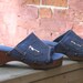 Vintage 70s Vegan Jean Wooden Clogs Mules 6 Zippers