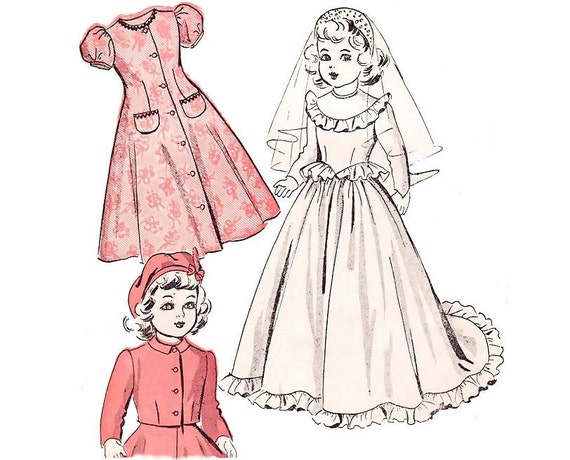 Vintage 18 Inch Doll Sewing Pattern  Bridal  Wedding  Dress  Slip 