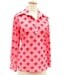 Vintage 1970s Blouse Strawberry Print Red Plaid Stretch Knit Medium