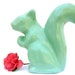 Vintage Jadeite Green Ceramic Squirrel 50s Planter Shabby Home Decor