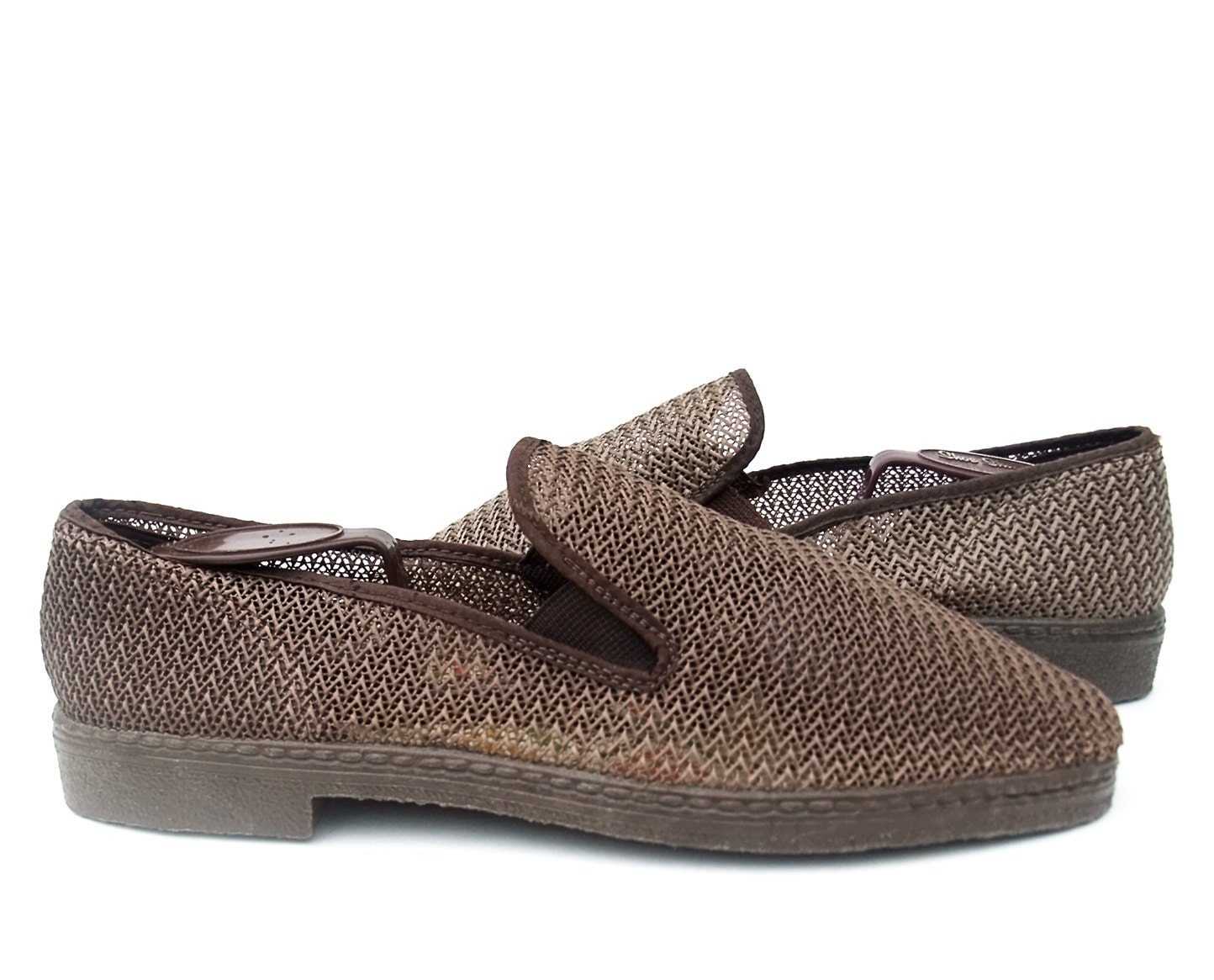 Vintage 1960s Shoes Men's Woven Brown Beach Summer