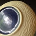 French Butter Keeper, One Stick of Butter, Delicately Carved, White with Big Happy Blue Dot, Butter Bulb (TM)