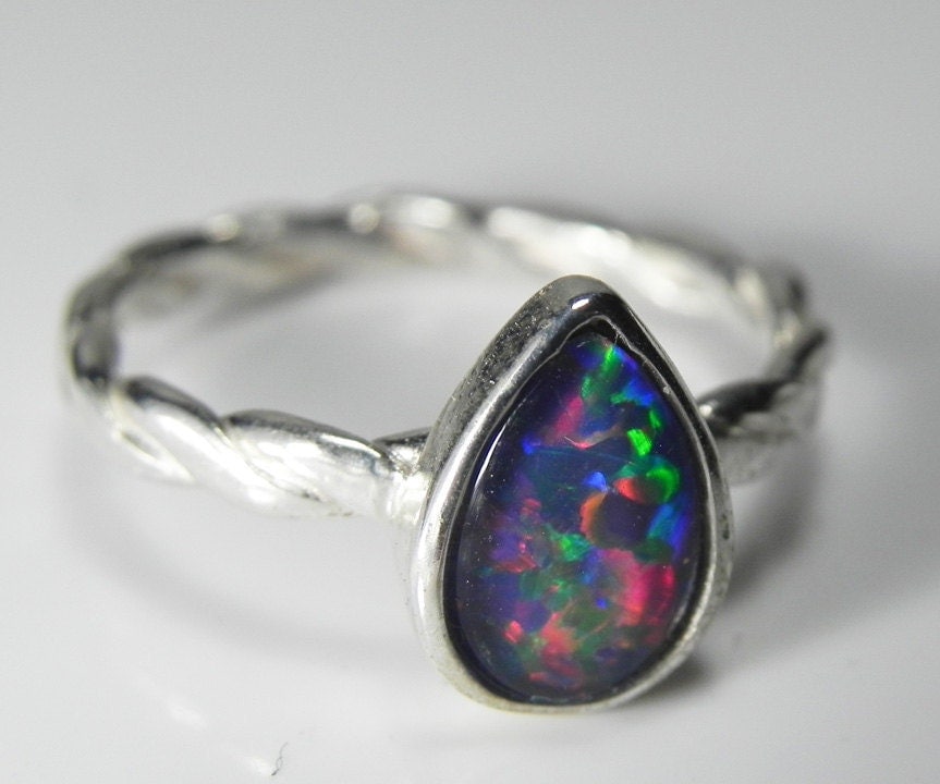 Sterling Silver Opal Ring Genuine Opal Stack Ring Real