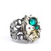 Steampunk Ring - Beautiful Vintage Clockwork Design & Dark Emerald Green Swarovski Crystals - PROMPTLY SHIPPED Steampunk Jewelry