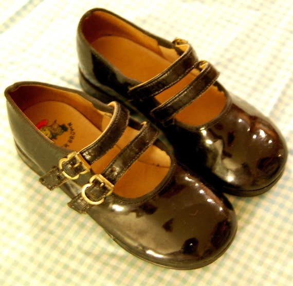 Buster Brown Black Leather Double strap Mary Janes toddler