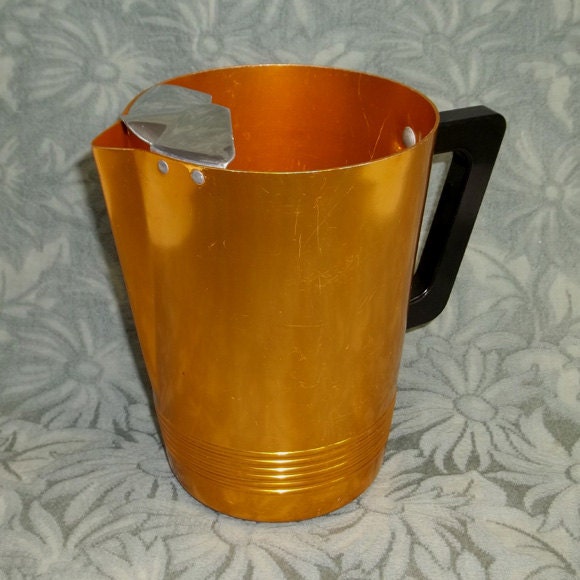 Vintage Regal Ware Regal Supreme Orange Gold Aluminum Pitcher with Ice
