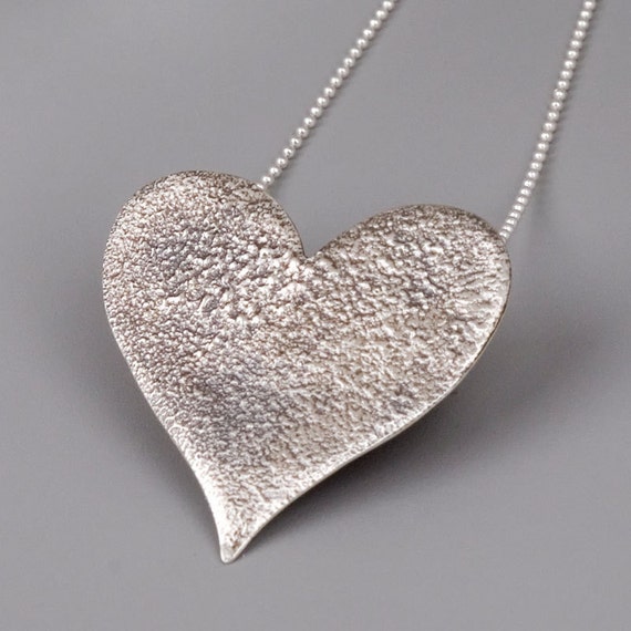 Large Heart Necklace Sterling Silver Heart Necklace Large