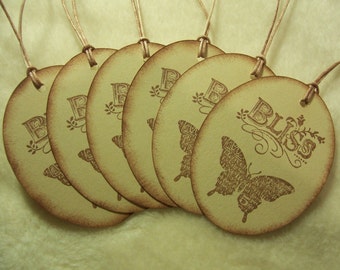 Scrapbook Tags...6 Piece Set of Beautiful Butterfly Bliss Vintage Inspired Tags