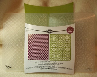 Embossing Folders...2 Piece Set of Very Lovely Brand New Diamonds and Snow Caps Christmas Theme A2 Embossing Folders