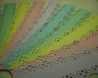 Scrapbook Borders...15 Piece Set of Very Pretty Spring Colours Swirling Lace Scrapbook Border Embellishments