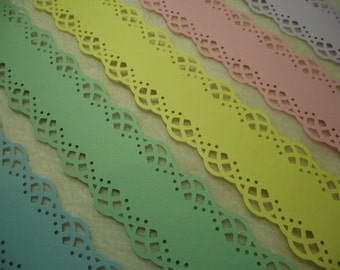 Scrapbook Borders...15 Piece Set of Very Pretty Spring Colours Swirling Lace Scrapbook Border Embellishments