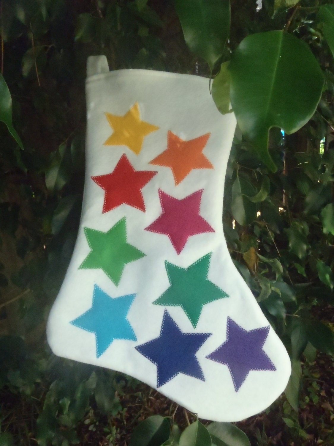 Rainbow Stars Felt Christmas Stocking