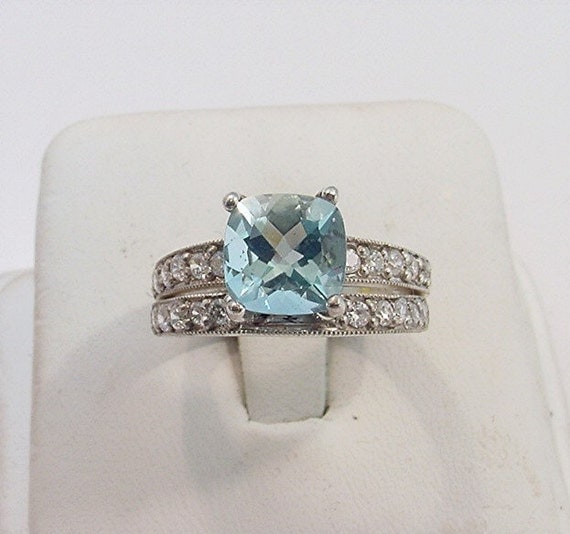 AAAA Aquamarine Cushion Cut 1.81 carats 9x9mm 14K white gold