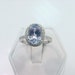 3.50 Carat 11.4 x 7.86mm Natural Ceylon Blue Sapphire set in 14K white gold ring with diamonds (.33ct) Ring 0418